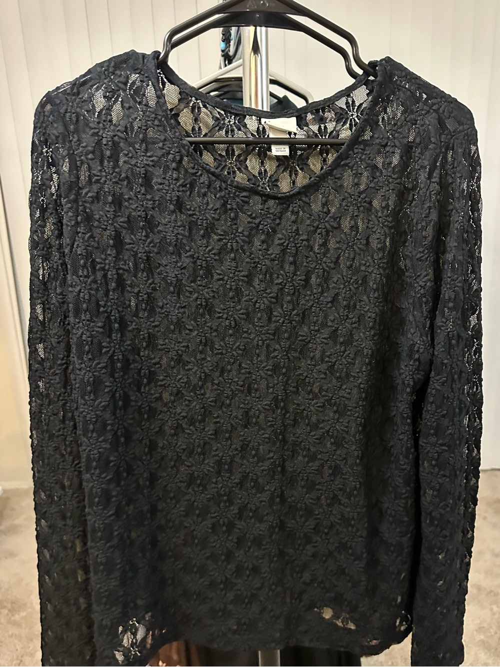 a new day Black Lace Long-Sleeve Blouse